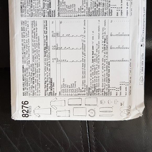 Simplicity 8276 Nativity Costumes For Kids Christmas Patterns - Picture 2 of 3